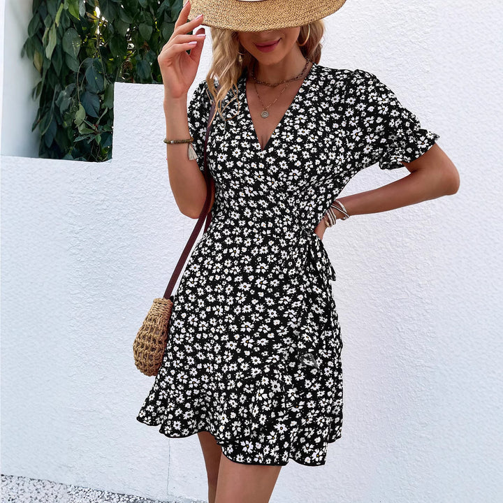 Dame Floral Wrap Mini Kjole Stilla