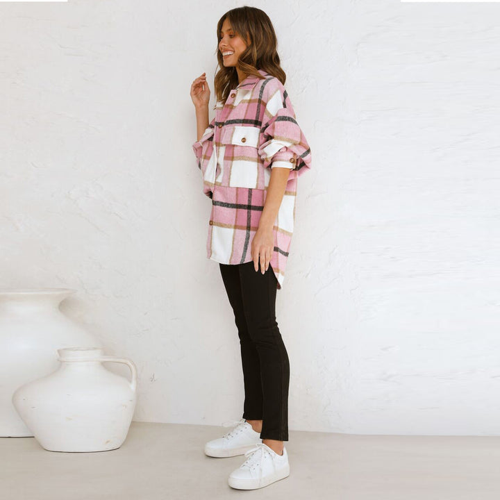 Dame Oversized Karoshirt med praktiske lommer Stilla