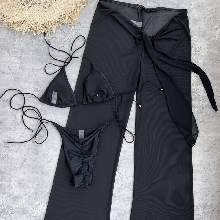 Dame bikini-sæt med trendy gennemsigtig strandbukser og justerbare stropper Stilla