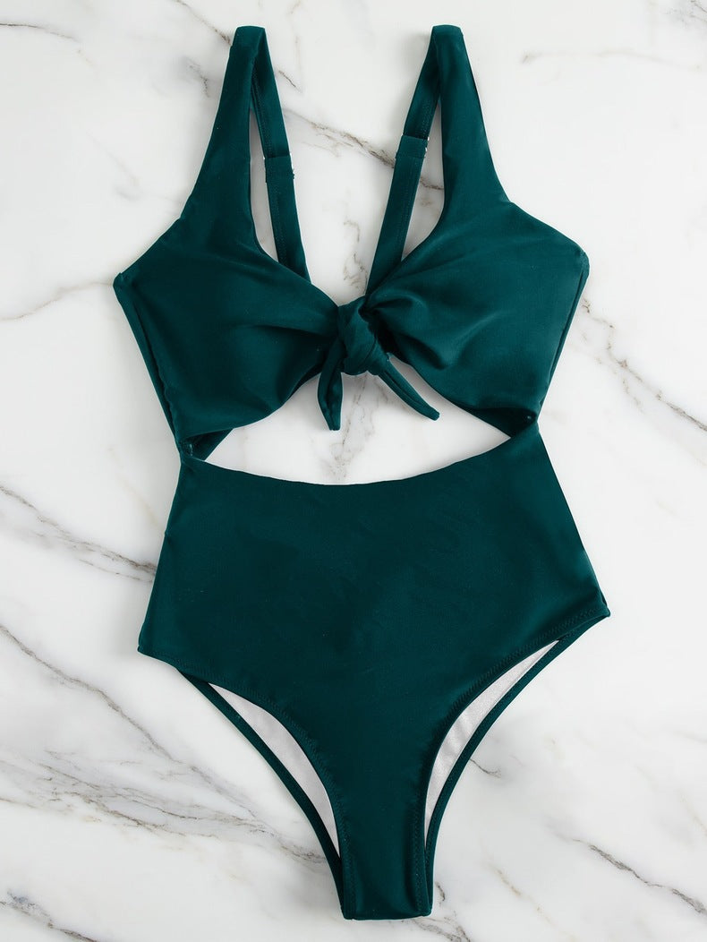 Dame Knot Front Højskåret Bikini Sæt Stilla