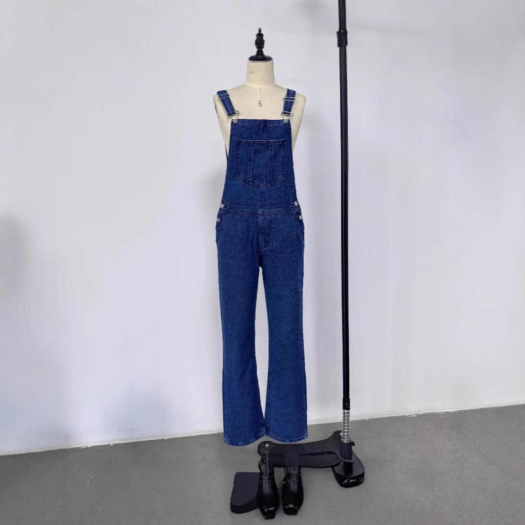 Damer afslappet denim-overalls med praktiske lommer og vide ben Skovae