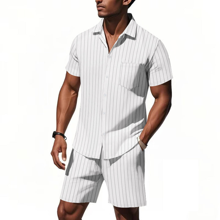 Herre elegant kortærmet skjorte og bermuda-shorts sæt Stilla
