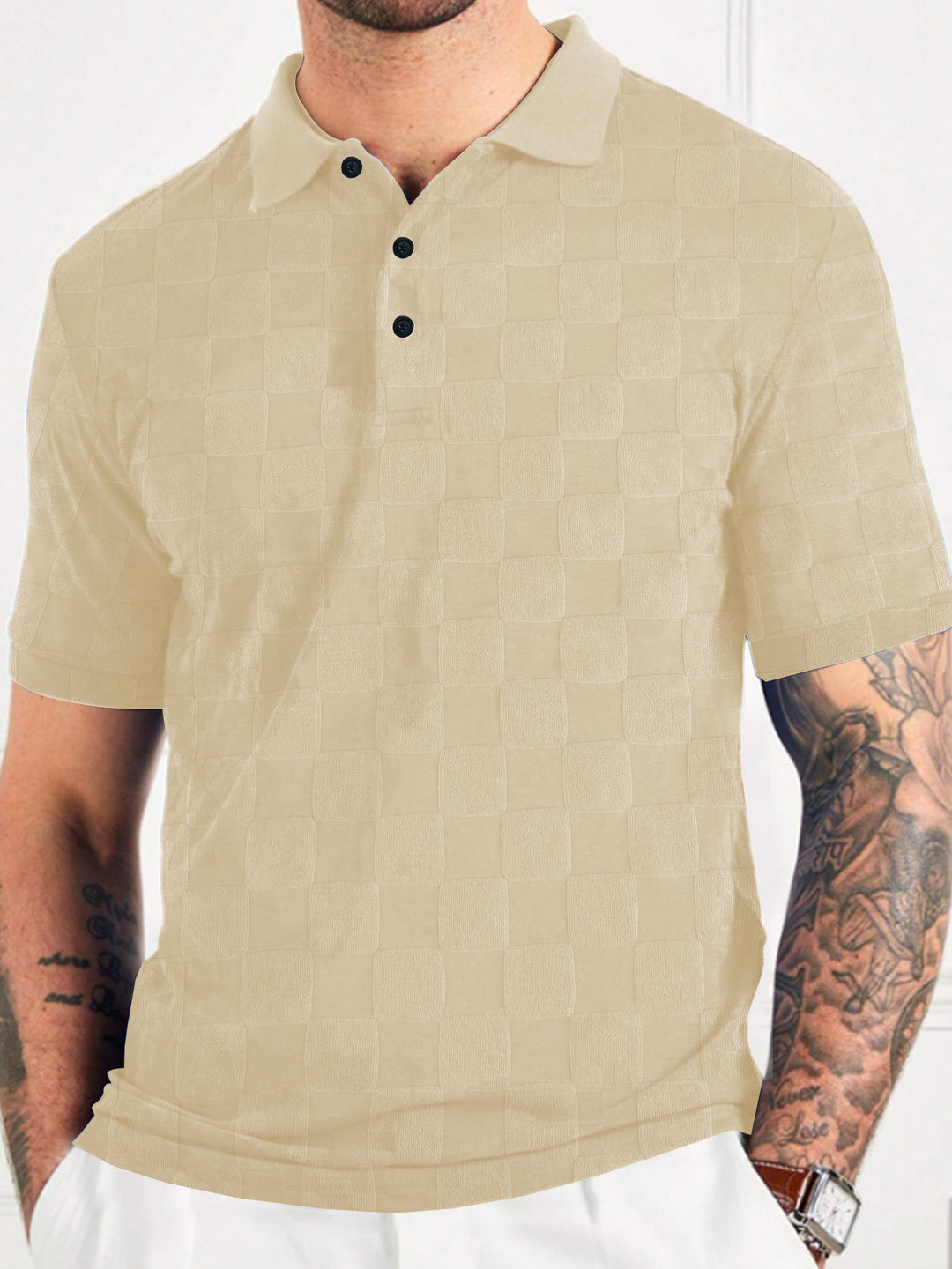 Herrer polo skjorte med struktureret design og fashionable knapper Stilla