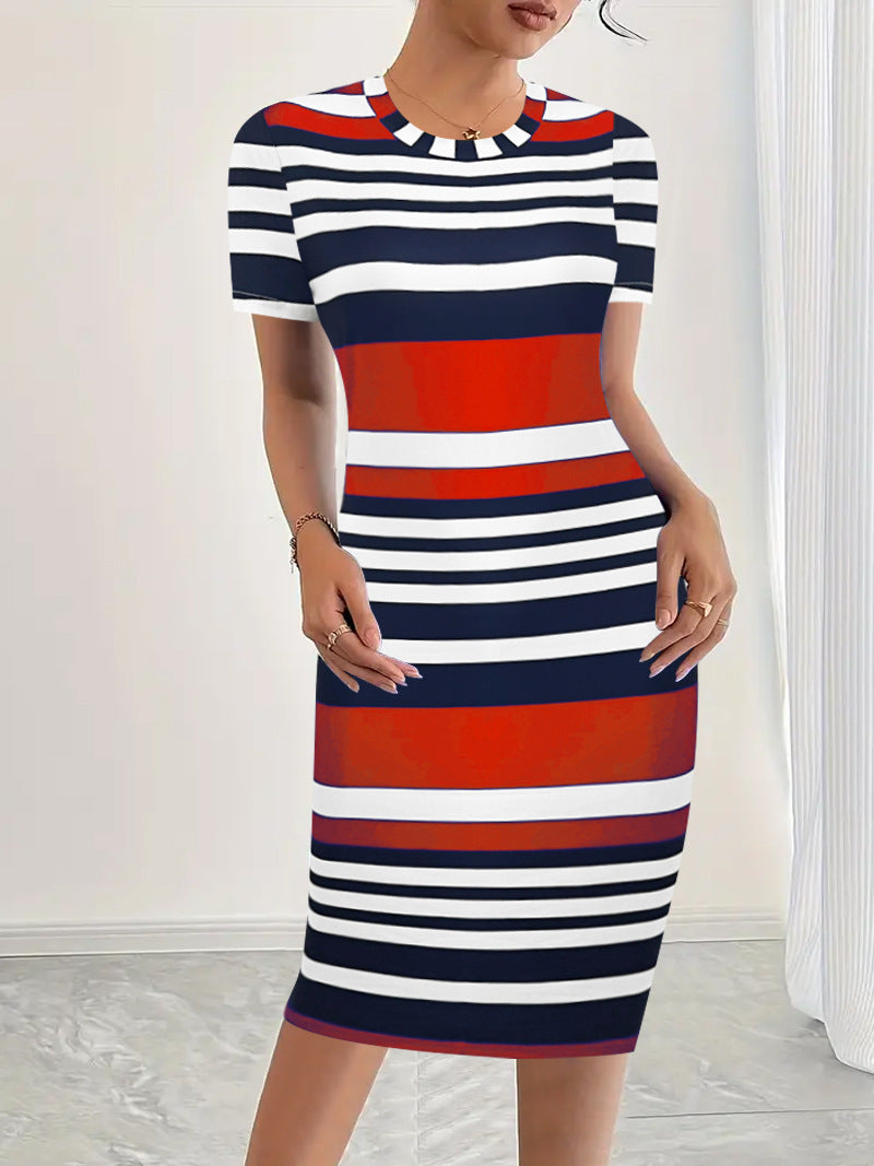 Dame stribet Bodycon Midi Kjole Stilla
