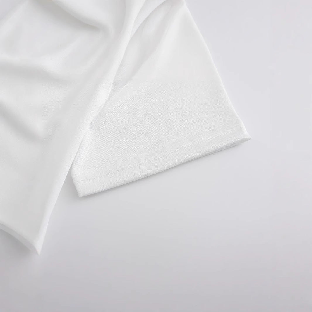 Dame Crop-T-shirt med kreativt fritidsdesign Skovae