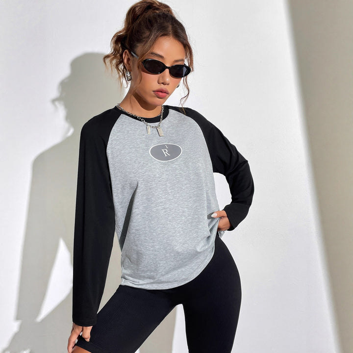 Kvinders Casual Raglan Skjorte med Grafisk Design Stilla