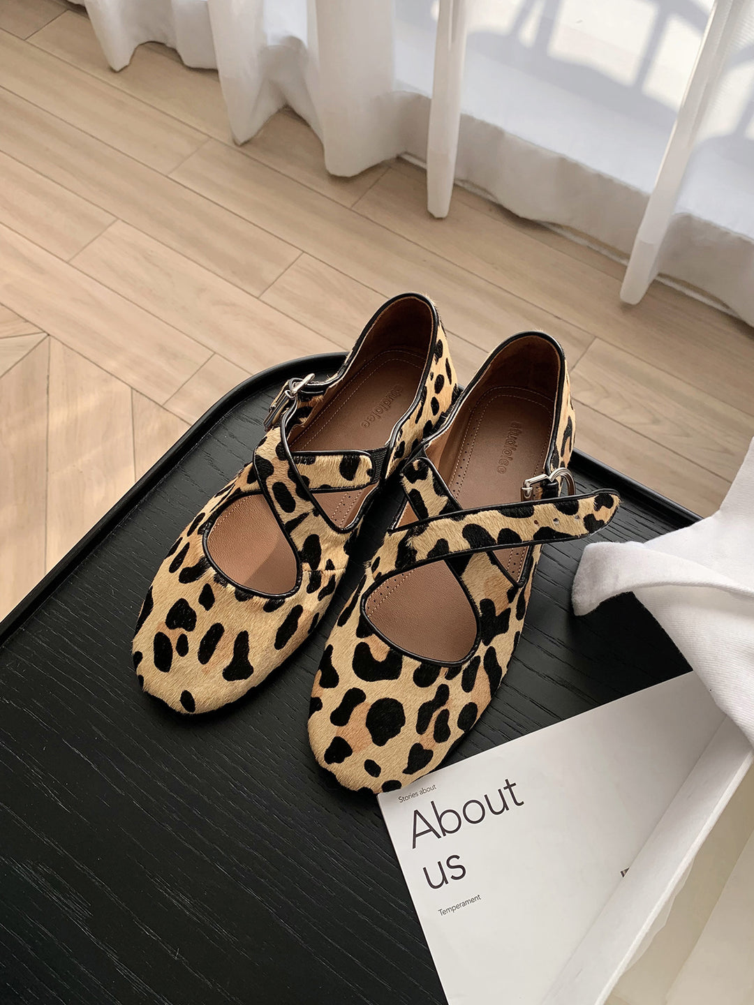 Dame Elegant Leopardskinds mønster Slingback Flats Stilla