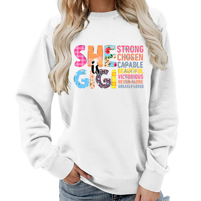 Kvinders sweatshirt med inspirerende tekstdesign Stilla