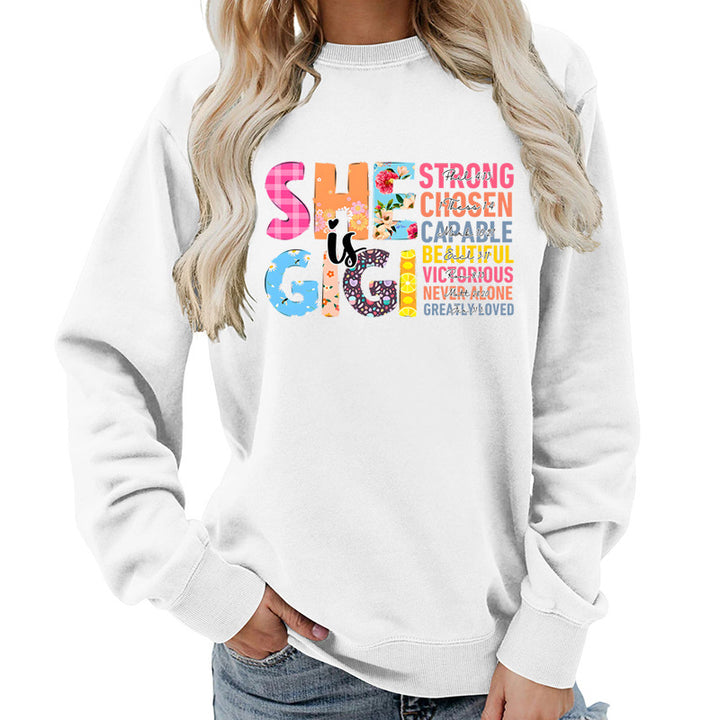 Kvinders sweatshirt med inspirerende tekstdesign Stilla