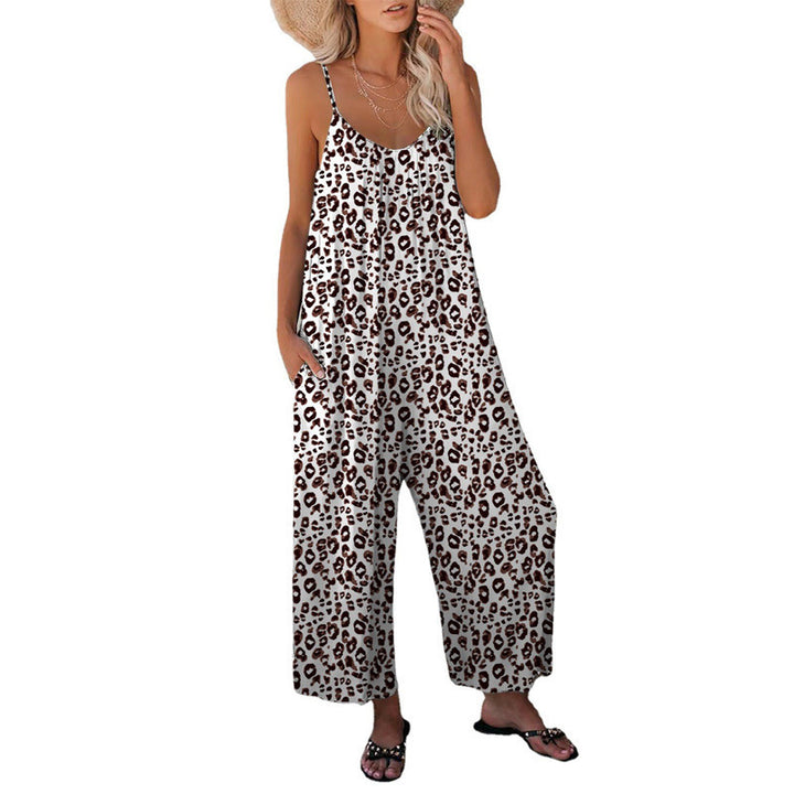 Dame Casual Leopard Overall med bredt ben og praktiske lommer Stilla