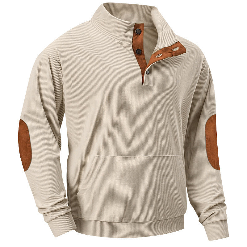 Herrer pullover med struktureret design og modige læderdetaljer Stilla