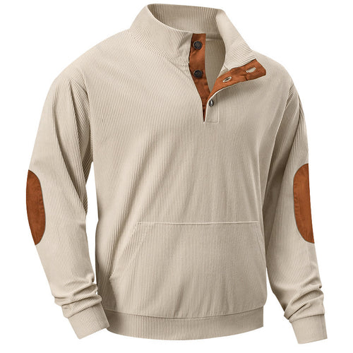 Herrer pullover med struktureret design og modige læderdetaljer Stilla