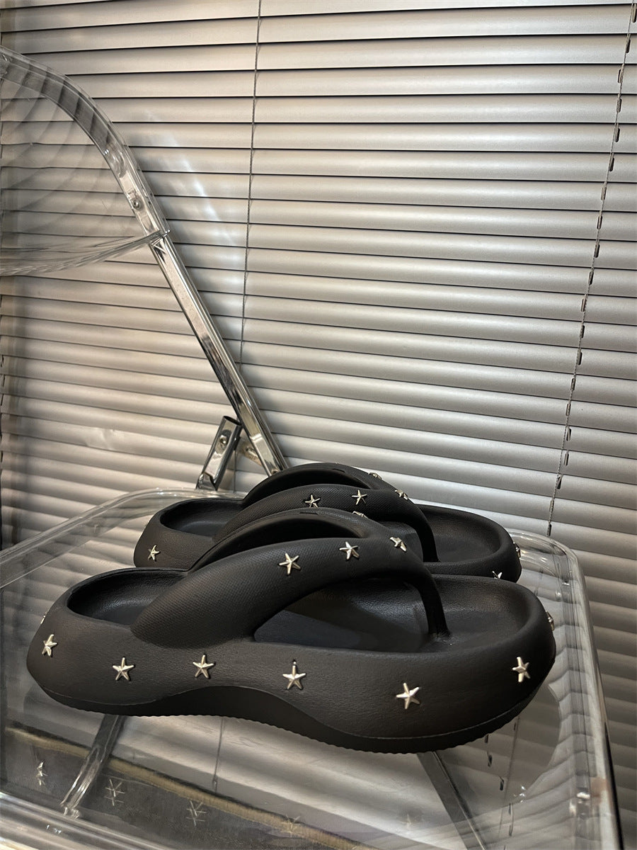 Dame flip-flops med stilfulde stjerneapplikationer Stilla
