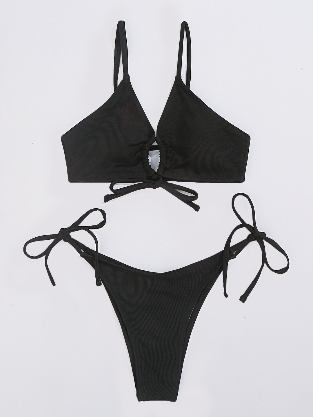 Dame Triangel-Bikini-Sæt med justerbare snørredetaljer og elastisk ribdesign Stilla