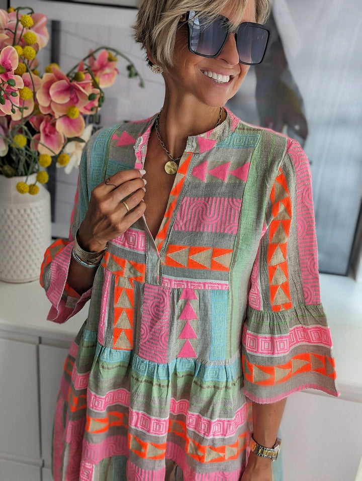 Stilla | Bohemian Kjole Med Etisk Tryk