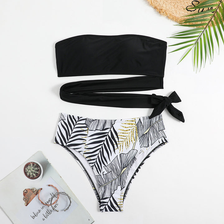 Dame Bikini-sæt med rynker og blomster mønster Stilla