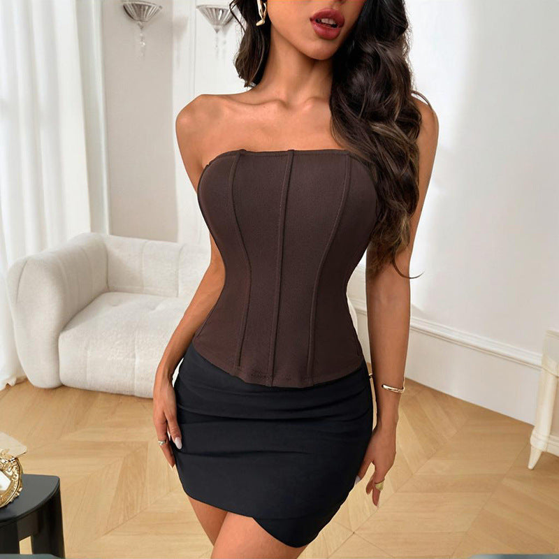 Dame Bustier-top med figurskabende design Skovae