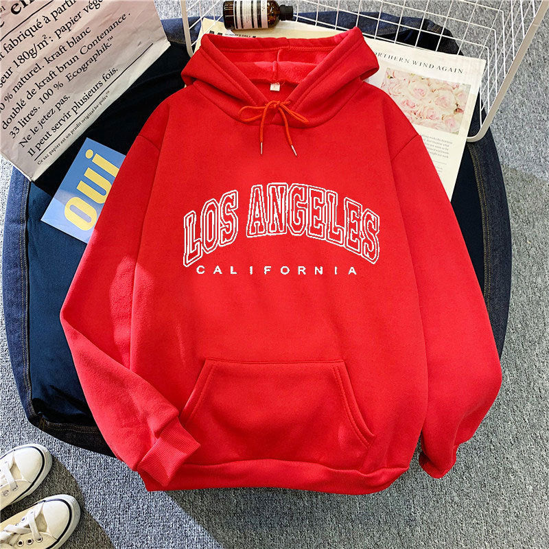 Kvinders hætte sweatshirt med stort Los Angeles tekst Skovae