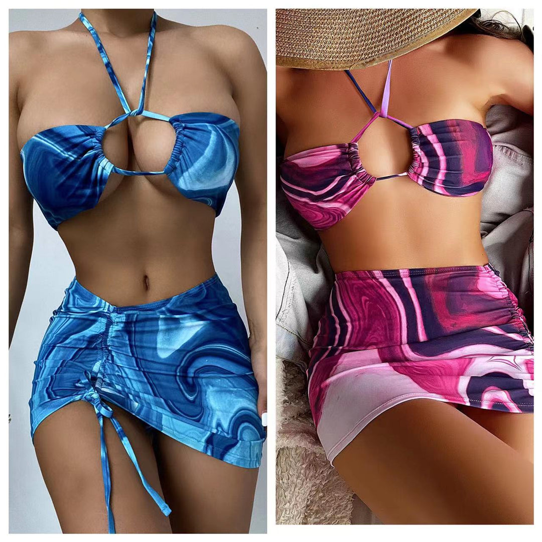 Dame Bandeau-bikini med moderne indpakningsnederdel Stilla