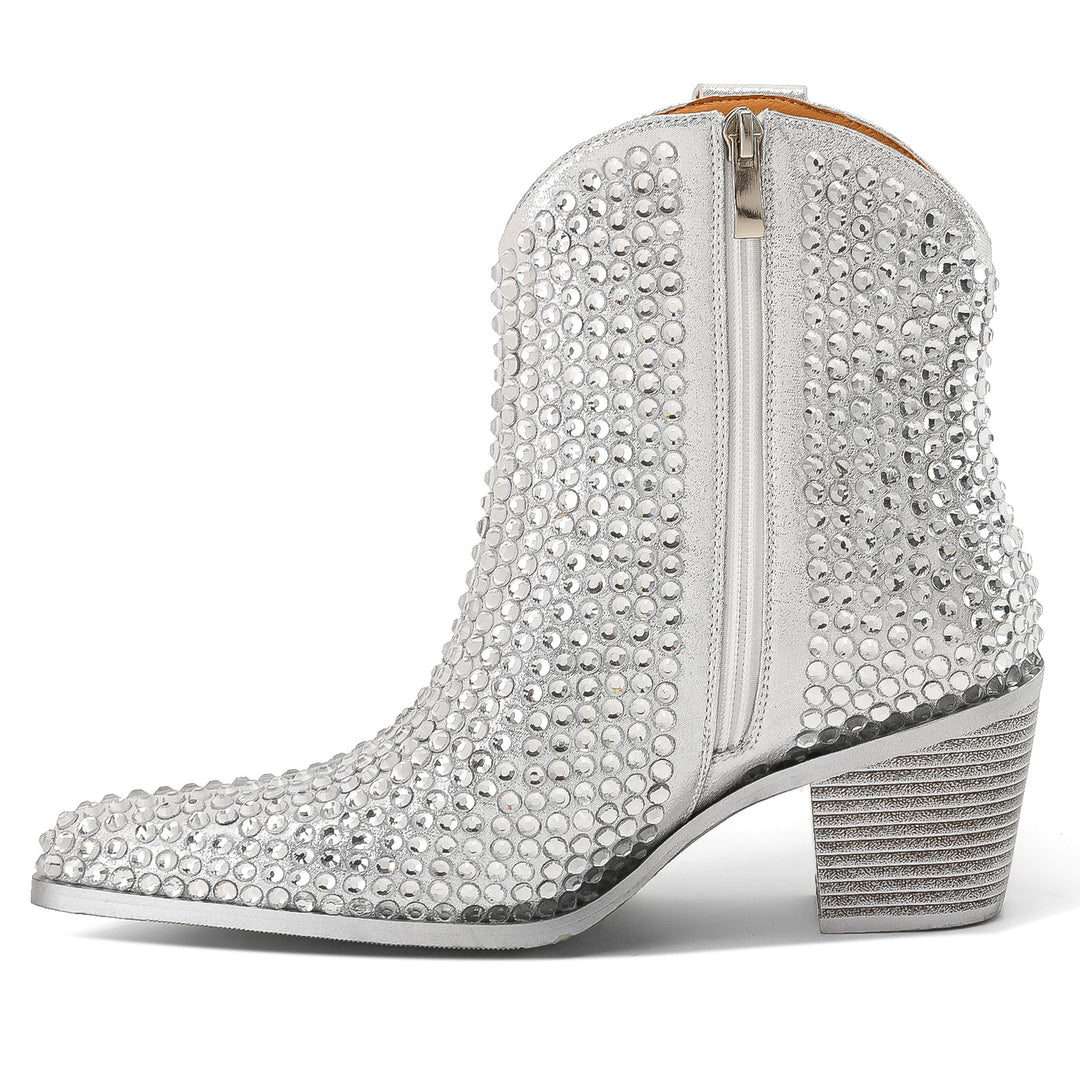 Femme Strass-besatte Western-inspirerede Støvler Stilla