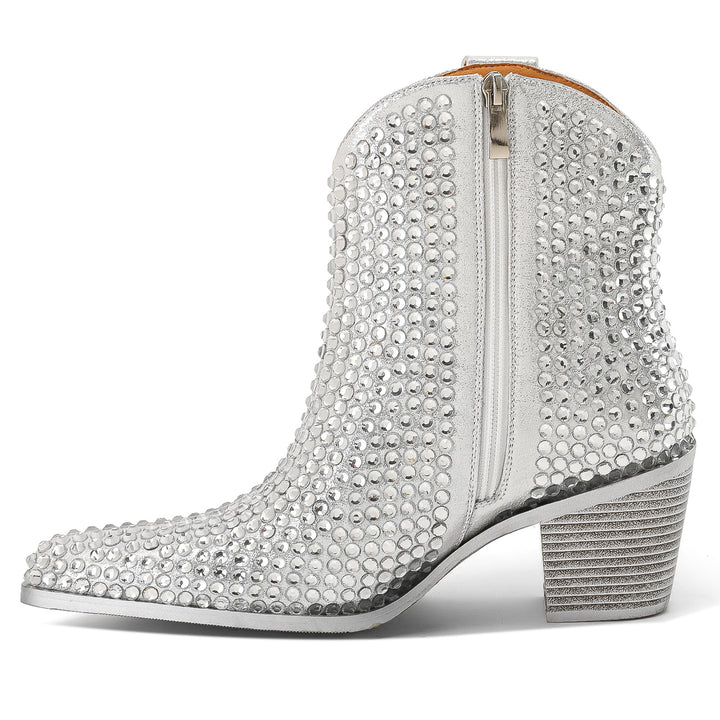 Femme Strass-besatte Western-inspirerede Støvler Stilla