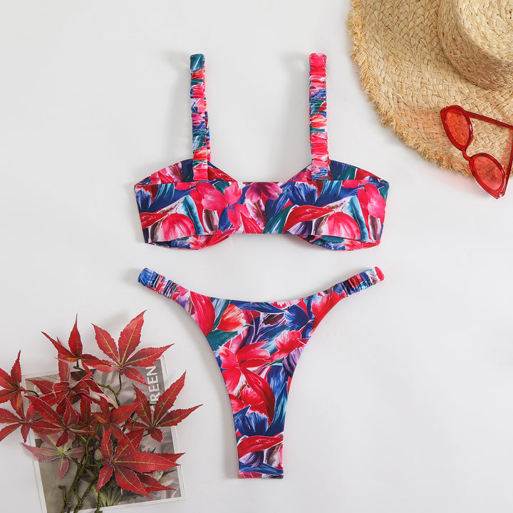 Femme Blomstermønster Bralette Bikini Set Stilla