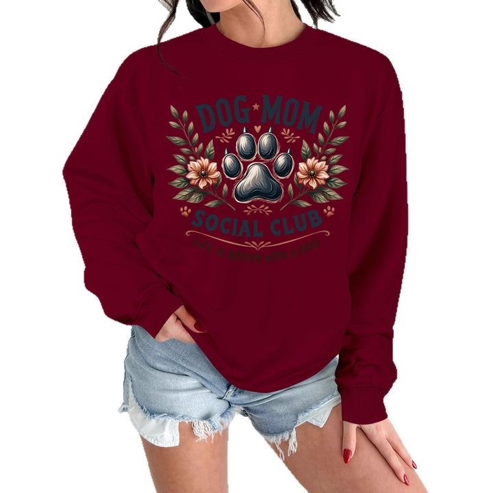 Kvindernes sweatshirt med trendy hundemotiv og forbedret print Stilla