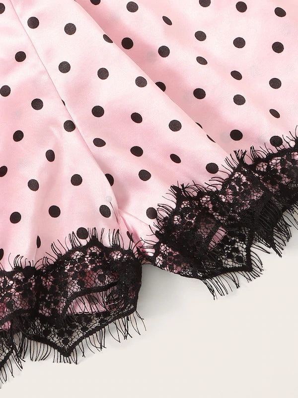 Dame Polka-Dot Spids Pyjamas Sæt Stilla