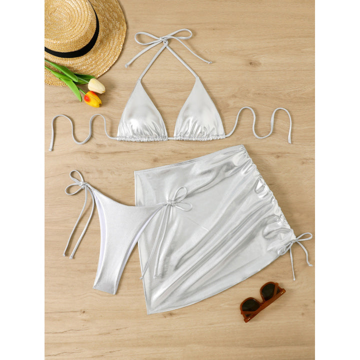Damebikini med justerbare stropper og blank nederdel Stilla