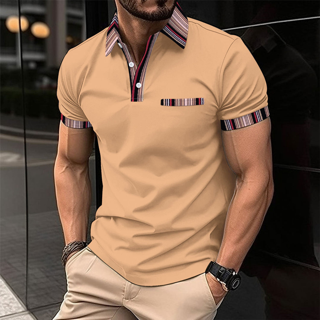 Herrer fritids polo shirt med moderigtige stribekrave og praktisk brystlomme Stilla
