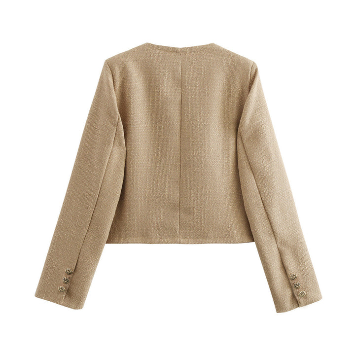 Femme Textured Tweed-Jakke med Frontlommer Stilla