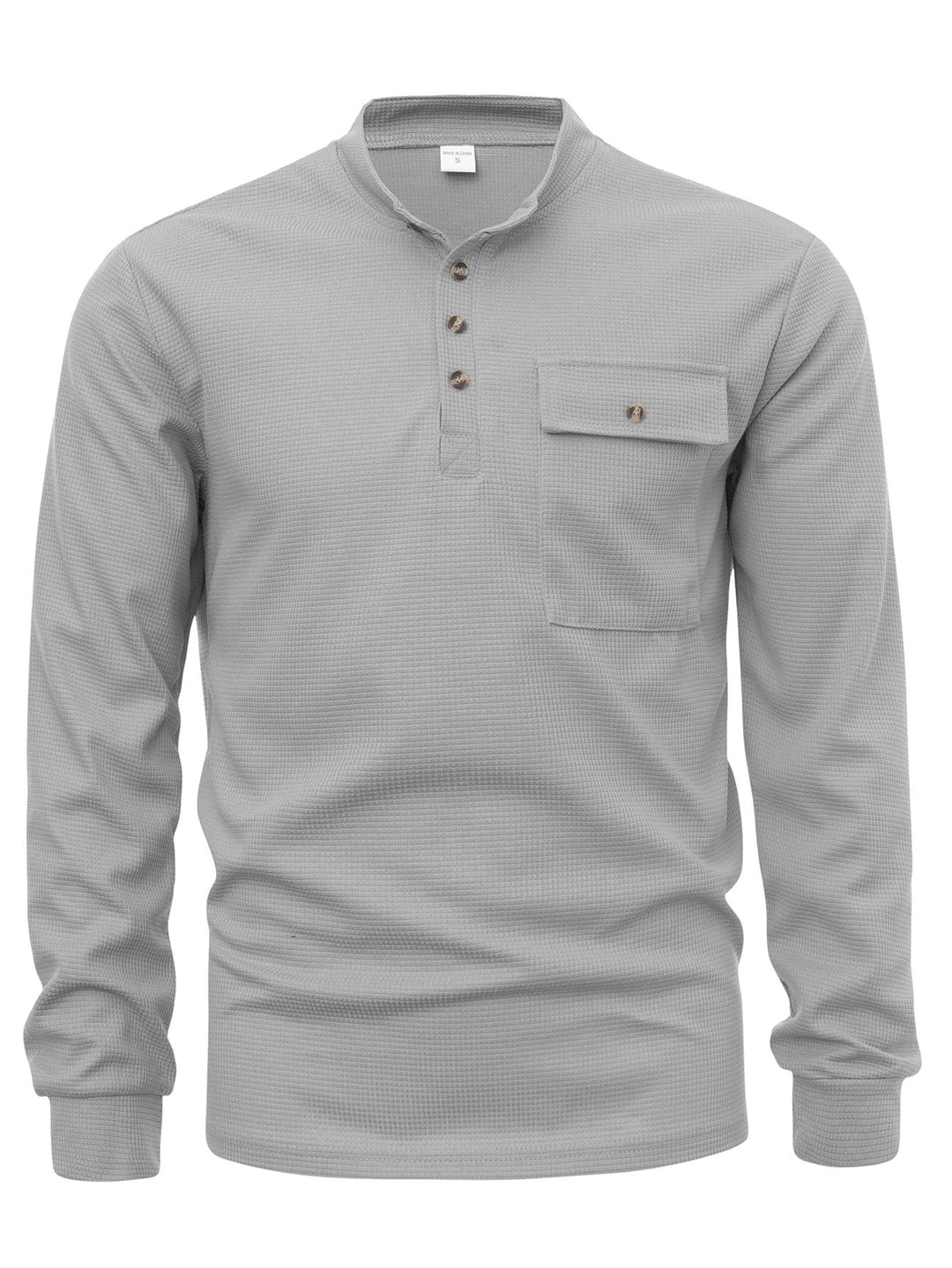 Herrer Langærmet Henley skjorte med struktureret design og praktisk brystlomme Stilla
