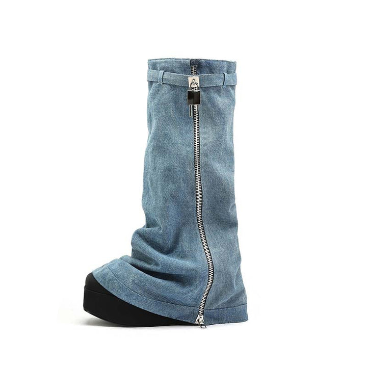 Femme Denim Slouchy High-Top Støvler Stilla