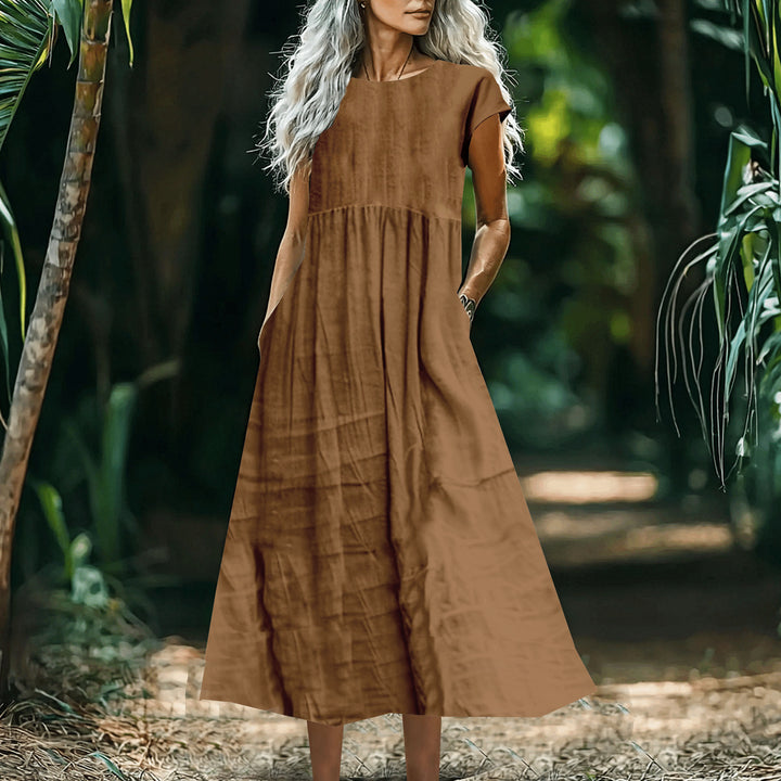 Dame Casual Maxi Kjole med Lomme-Detail Stilla