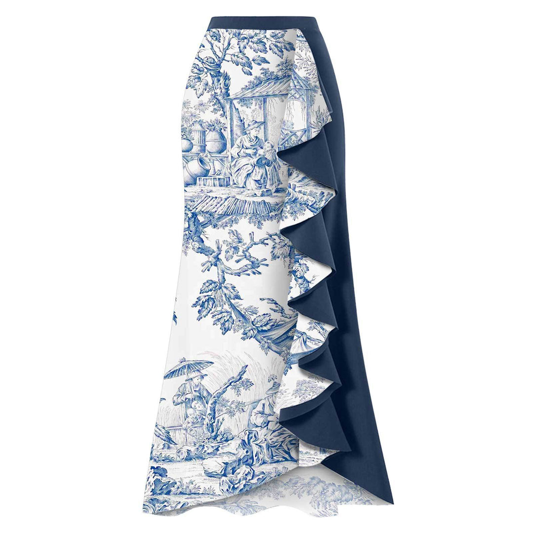Dame badedragt med asymmetrisk snit og voluminøs skirt Stilla