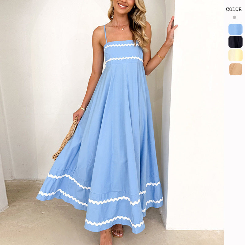 Damen sommer maxi kjole i elegant A-linie snit med sofistikerede dekorative detaljer Stilla