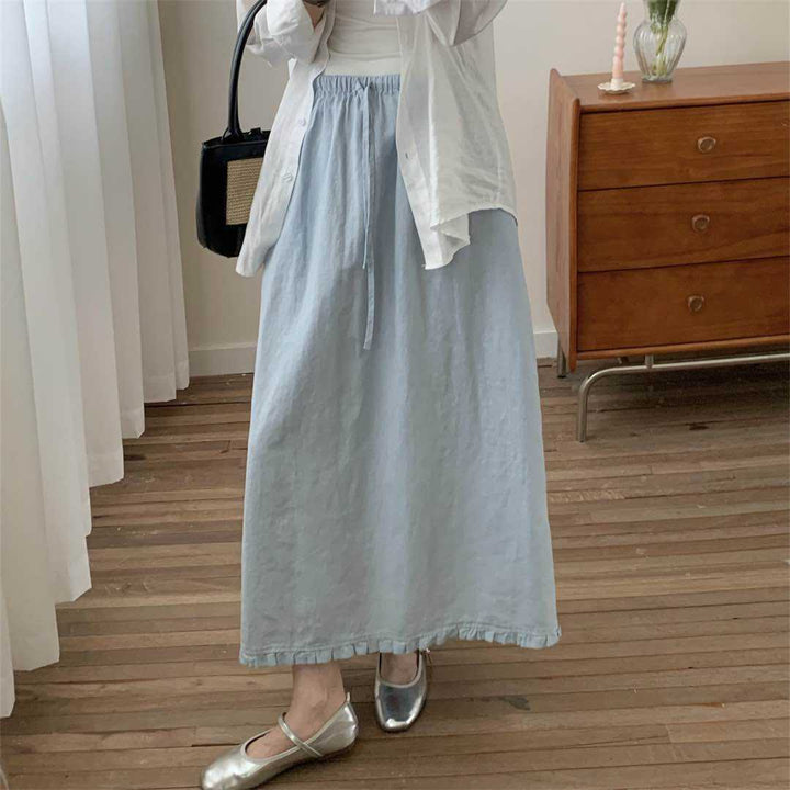 Dame Relaxed Fit Maxi Nederdel med Flæsebund Stilla