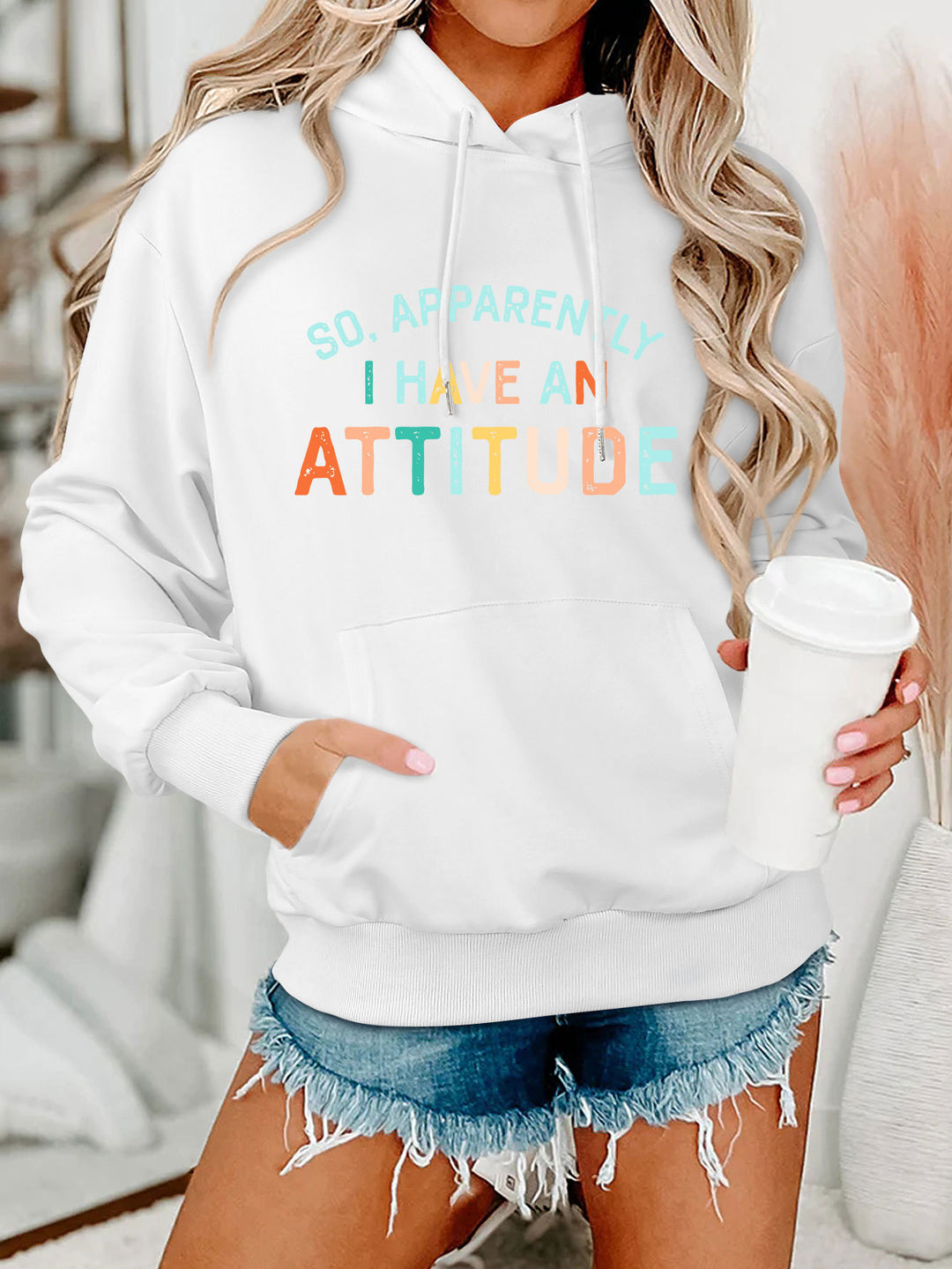 Kvinderne hoodie med kreativ tekst og afslappet pasform Stilla