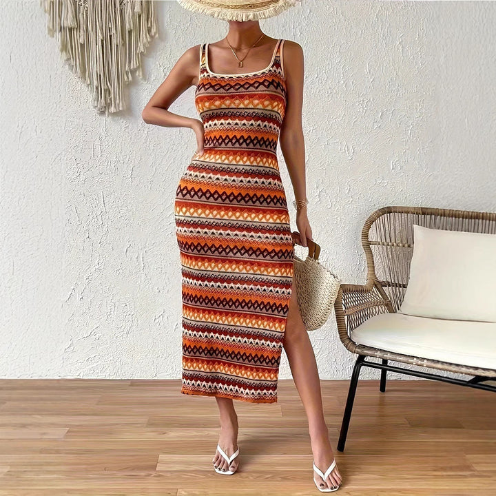 Stribet maxi slipdress til kvinder Stilla