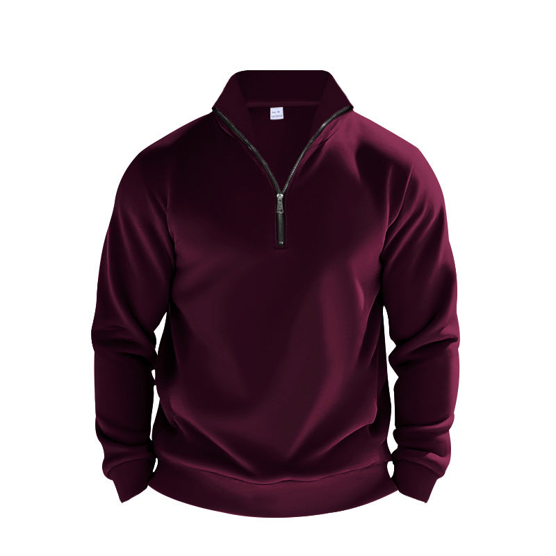 Herrer fleece-pullover med halvmolten lynlås og elastiske manchetter Stilla