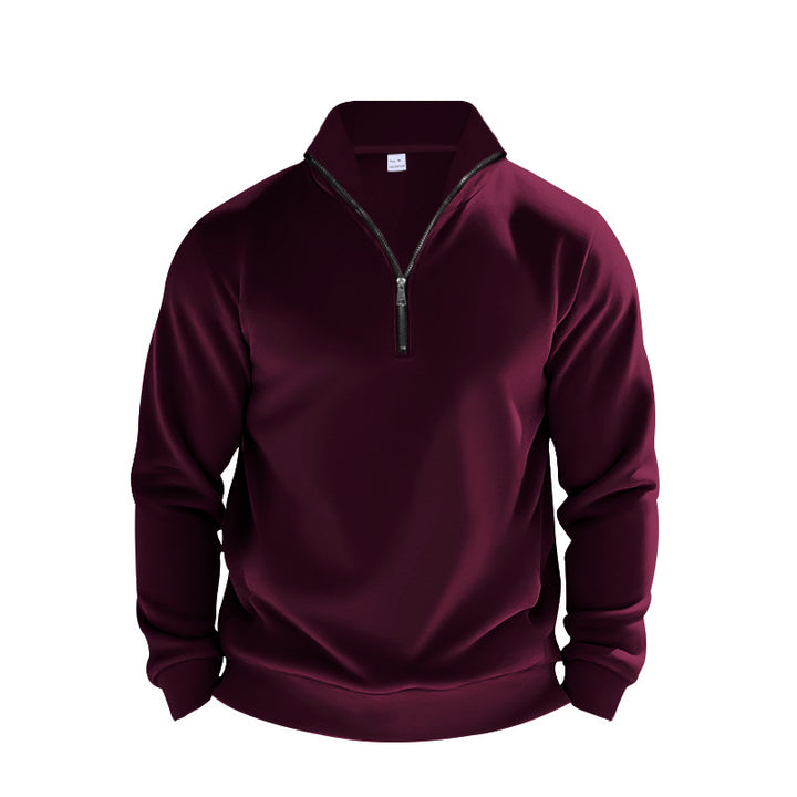 Herrer fleece-pullover med halvmolten lynlås og elastiske manchetter Stilla