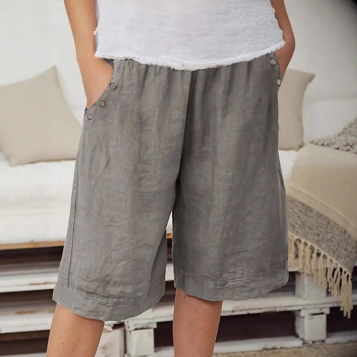 Dame Relaxed Fit Knap-Front Linned Shorts Stilla