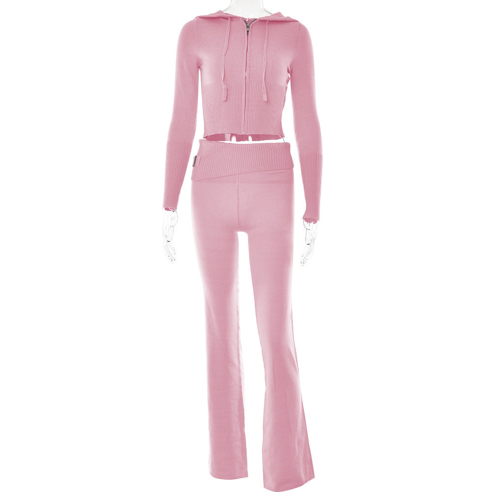 Femme Cropped Zip-Up Fitness Hoodie Sæt Stilla