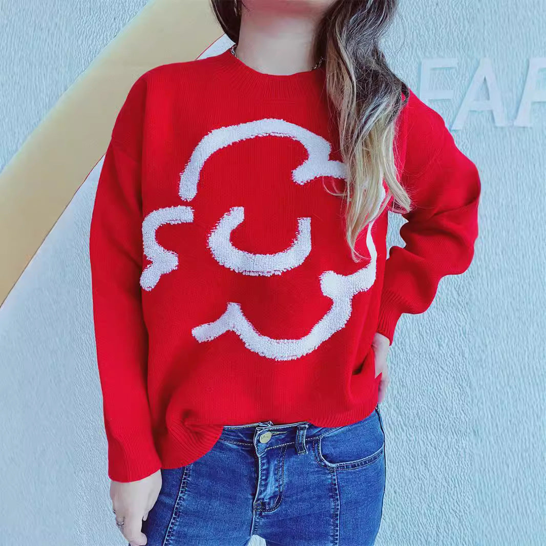 Kvindernes løse sweater med grafisk skrift Stilla