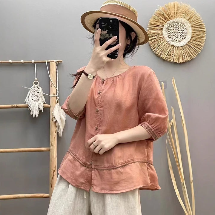 Femme Relaxed Fit Letvægt Button-Up Bluse Stilla