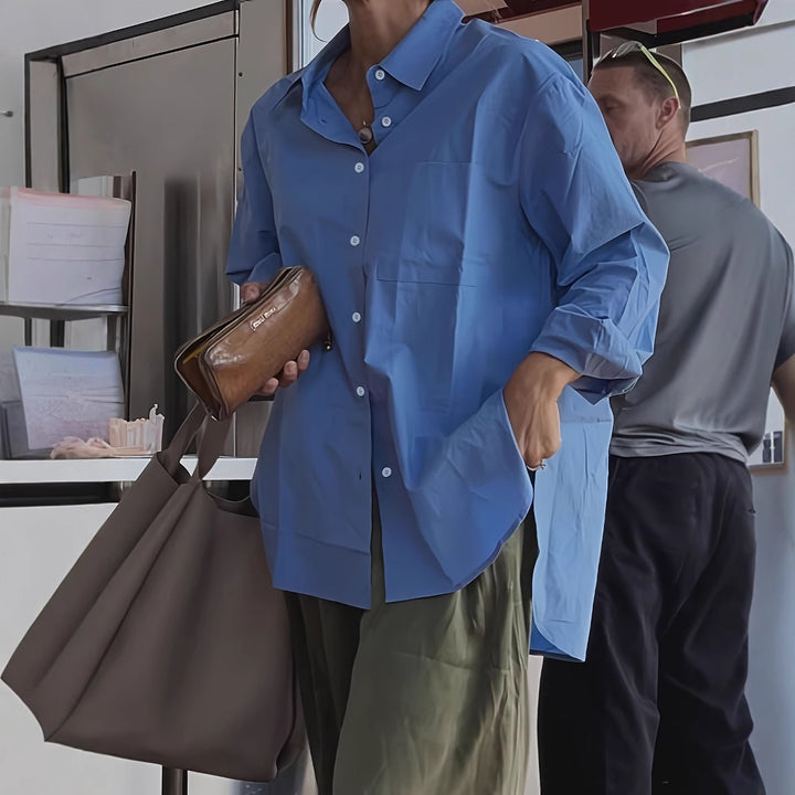 Damer Letvægts Oversized Button-Up Skjorte Stilla