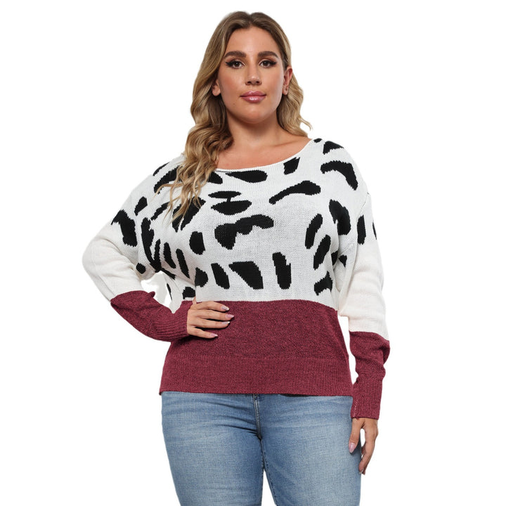 Dame afslappet sweater med moderne dyremønster og kontrasterende ærmeafslutninger Stilla