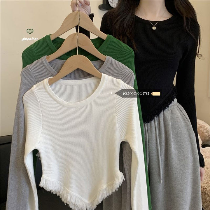 Kvindernes strikkede sweater med frynser Stilla
