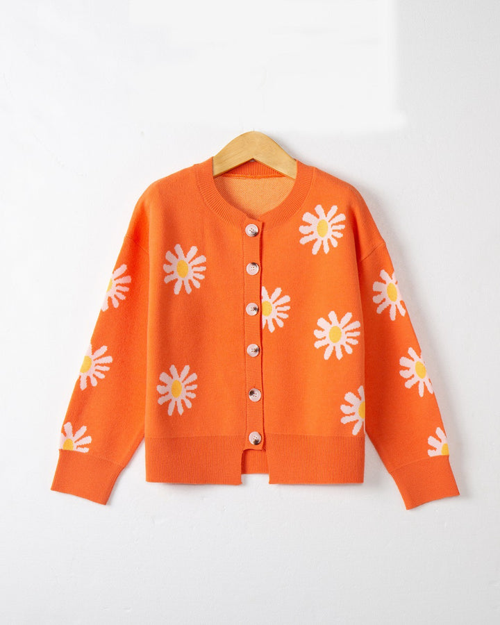 Dame knaptrøje med blomsterprint Stilla