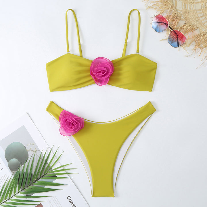 Femme Floral Applikationer Bikini Sæt Stilla